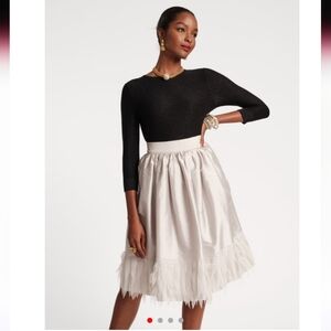 Frances Valentine Barbara Feather Midi Skirt - Silver - S